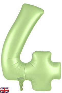 Oaktree 34inch Number 4 Satin Pastel Pistachio - Foil Balloons